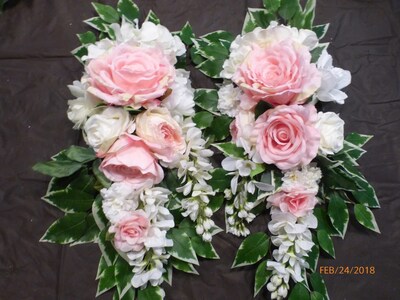 Wedding Arch and Tiebacks, Pink and white Rose Arbor Decorations - image2